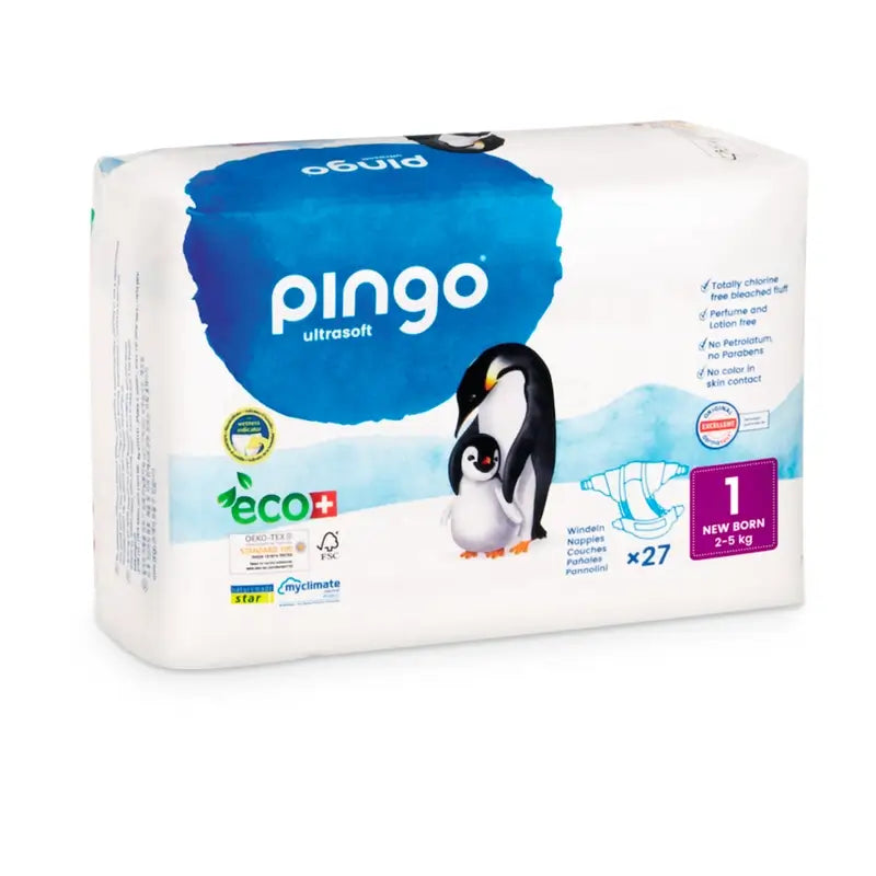 Pingo New Born Ökologische Windel Größe 1, Pack 3 X 27 Stück.