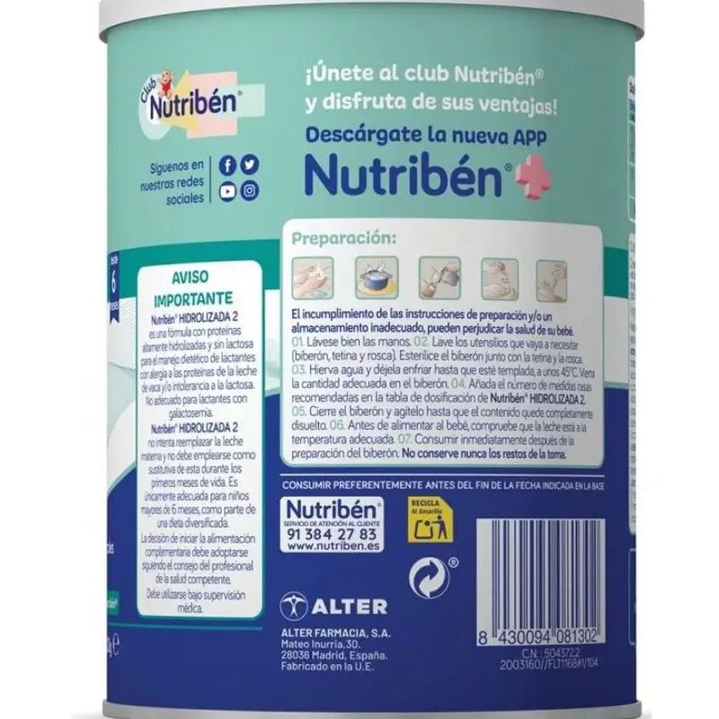 Nutribén Hydrolysed 2 Milch Fortsetzung, 4 X 400 g