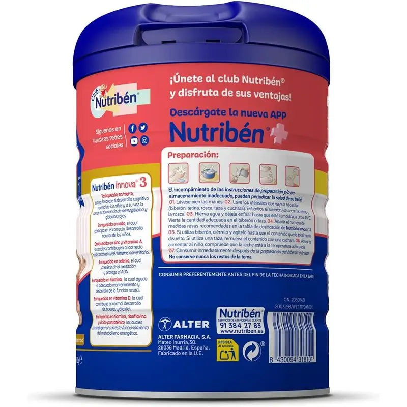 Nutribén Innova 3 Wachstum Milch, 6 X 800 Gramm
