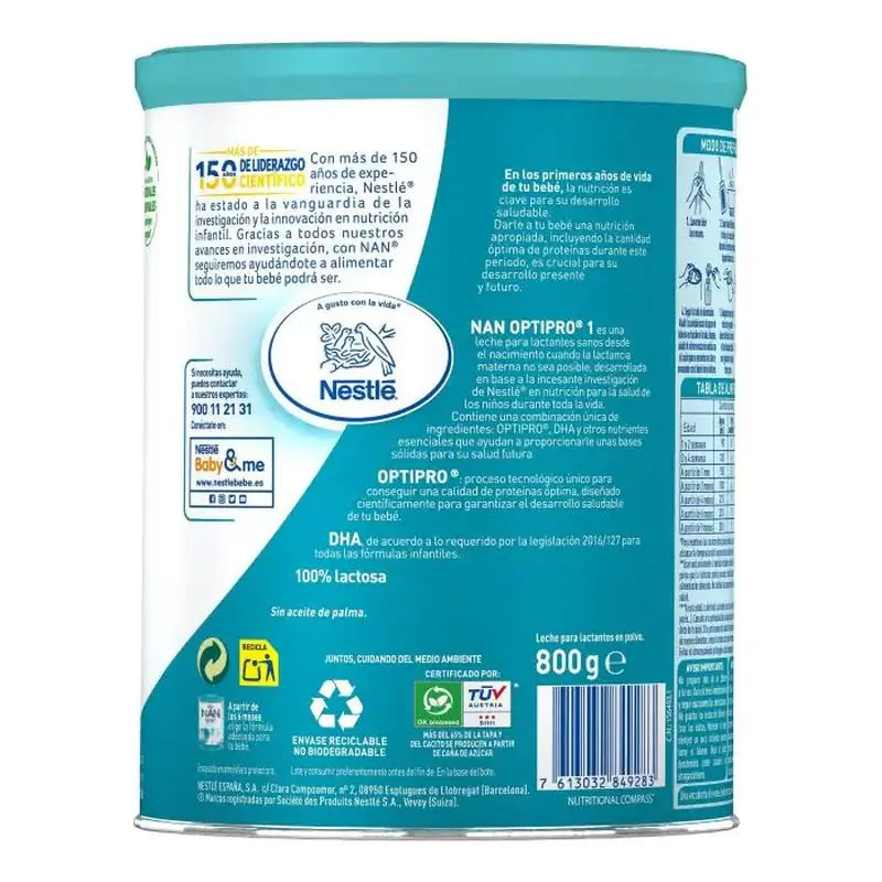 Nestlé Nan Optipro 1 Starter-Milch, 8X800 g