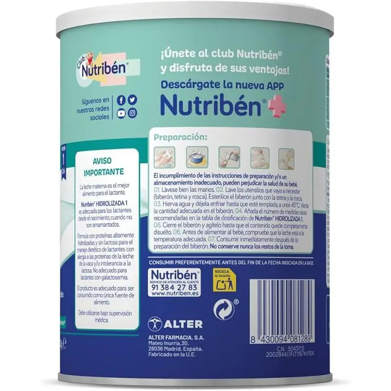 Nutribén Hydrolysed 1 Milch Starter, 8 X 400 Gramm