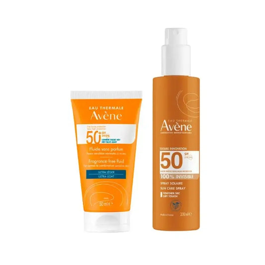 Avène Sun Care Fluid Unscented SPF50+ 50 ml + Avène Sun Care Spray Sensitive Skin SPF50+ 200 ml
