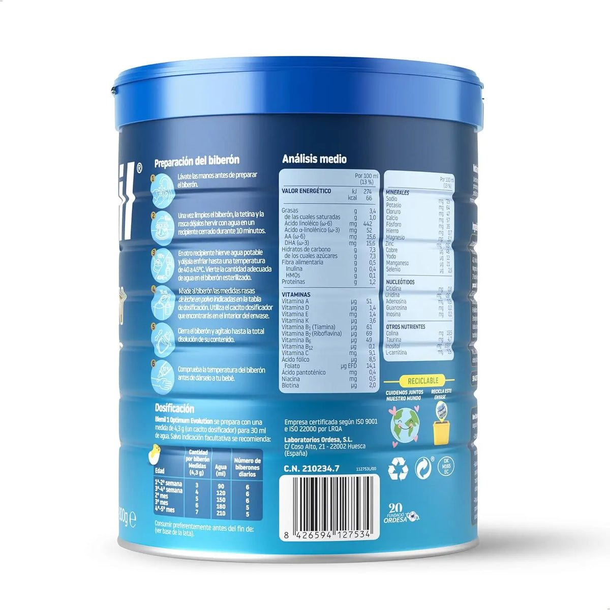 Blemil Optimum Evolution 1 Starter-Milch, 2X800 g