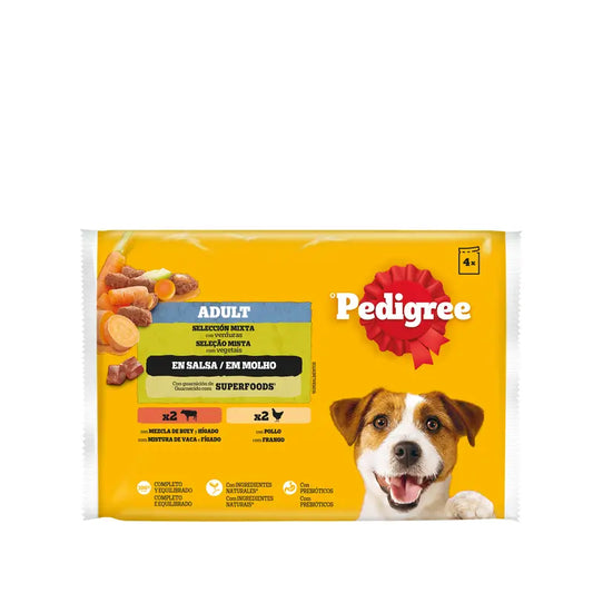 Pedigree Pouch 4Pack Huhn Rindfleisch & Grün 13X4X100