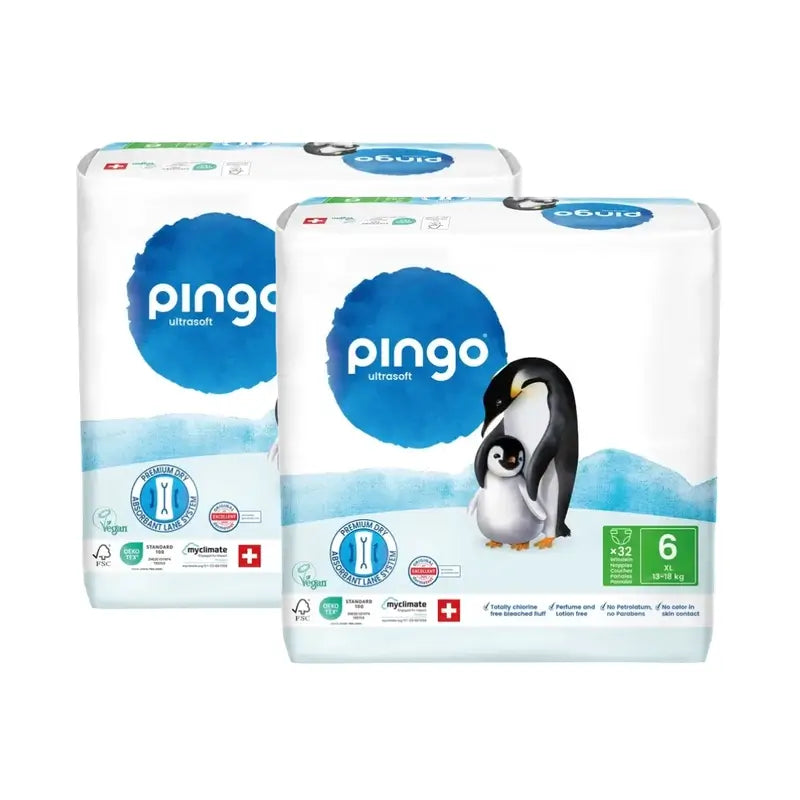 Pingo Ökologische Windeln Größe 6 (13-18 Kg), 2X32 Einheiten