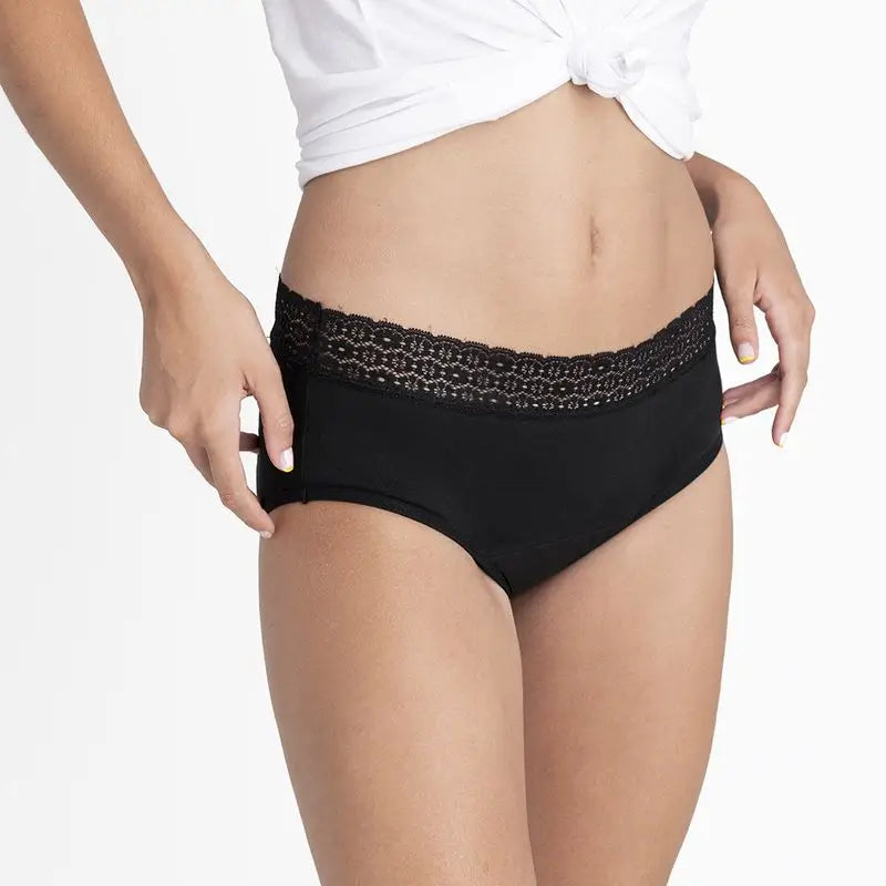 Platanomelon Kiwitas Spitze Menstruationshöschen Schwarz / M