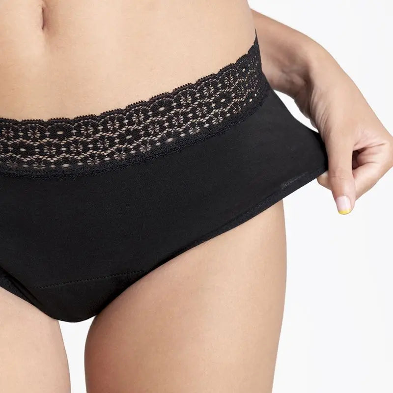 Platanomelon Kiwitas Spitze Menstruationshöschen Schwarz / M