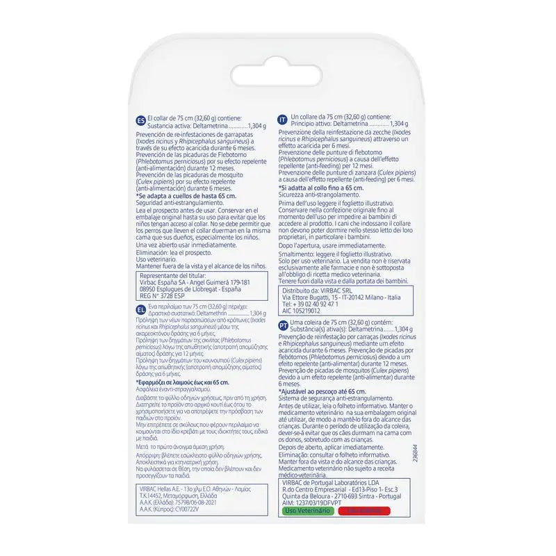Virbac Prevendog Anti-Parasiten Halsband 75 Cm, 1 Einheit