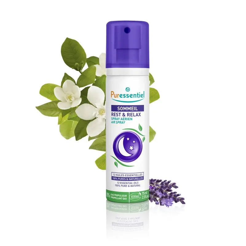 Puressentiel Sleep & Relax Air Spray mit 12 ätherischen Ölen, 75 ml