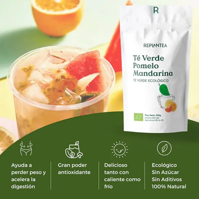 Replantea Bio Grüner Tee Grapefruit-Mandarine, 100 g