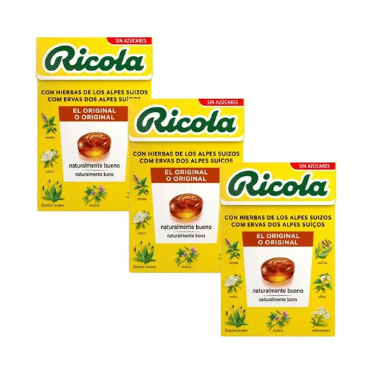 RICOLA ZUCKERFREIE KRÄUTER UND STEVIA-BONBONS Packung 3 x 50 G