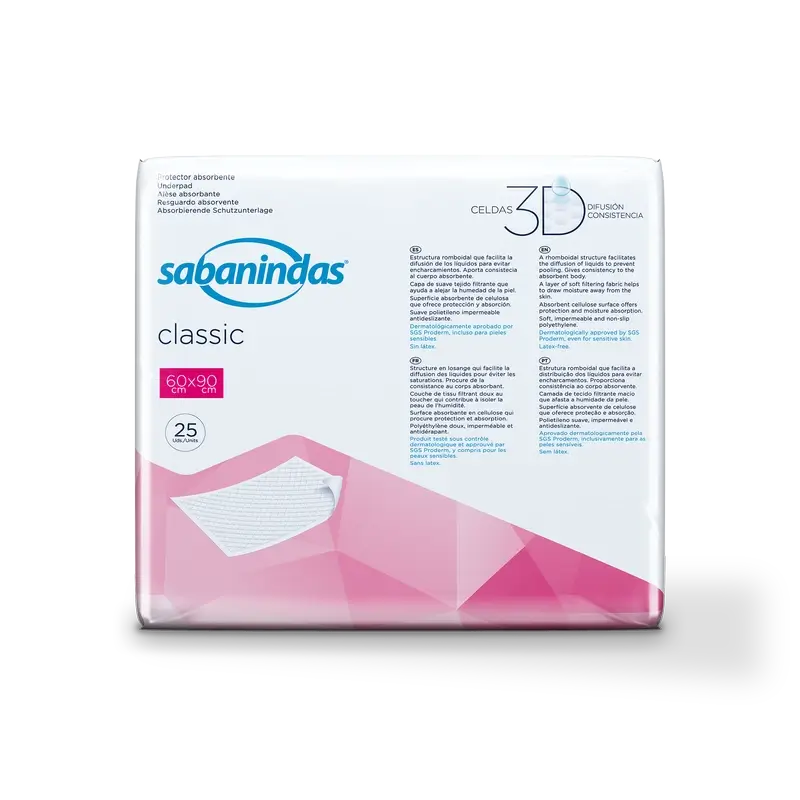 Sabanindas Normal Absorbierende Pad 60 x 90 cm 25 Einheiten