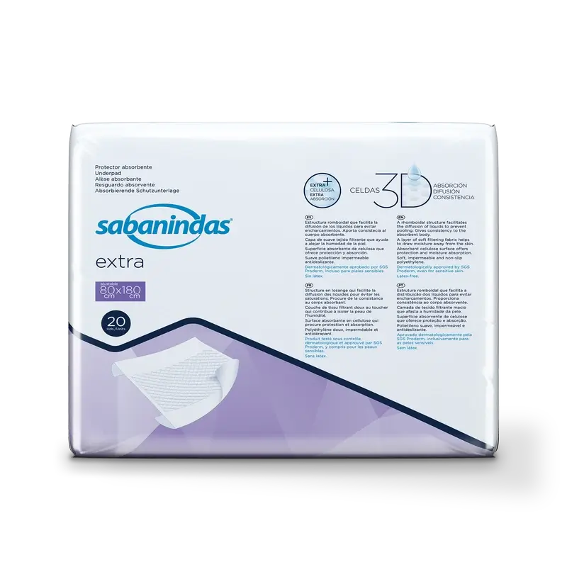 Sabanindas Extra Adjustable Absorbent Pad 80 X 180 Cm. , 20 Stk.