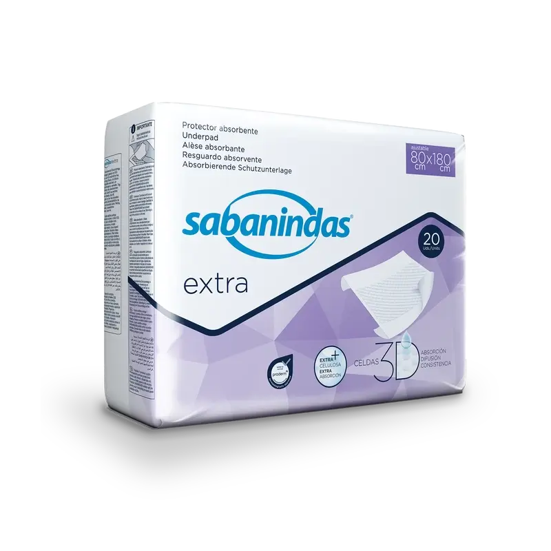 Sabanindas Extra Adjustable Absorbent Pad 80 X 180 Cm. , 20 Stk.