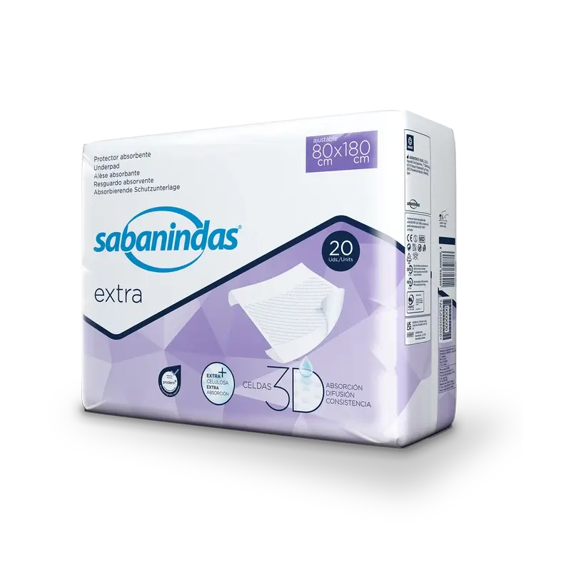 Sabanindas Extra Adjustable Absorbent Pad 80 X 180 Cm. , 20 Stk.