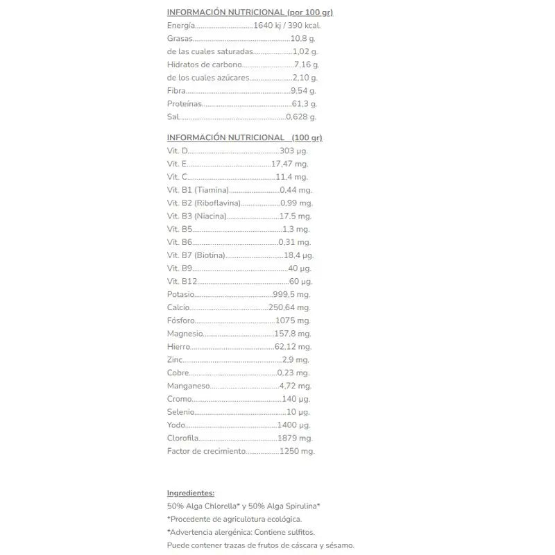 Salud Viva Chlorella & Spirulina Pulvermischung 125Gr. Bio