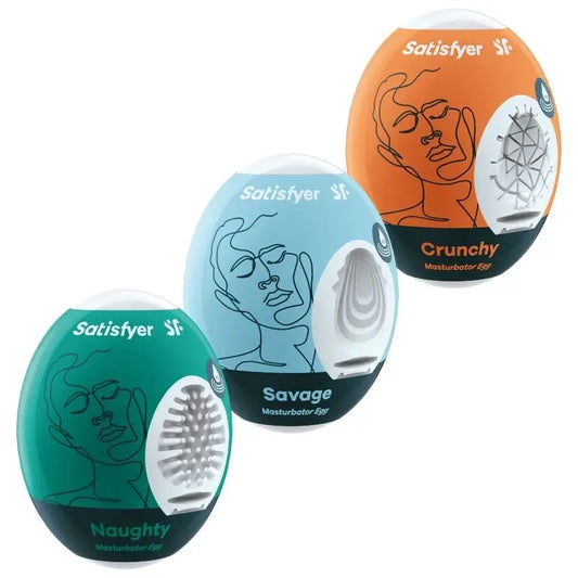 Satisfyer Naughty, Savage & Crunchy Masturbator Eier 3 Stück