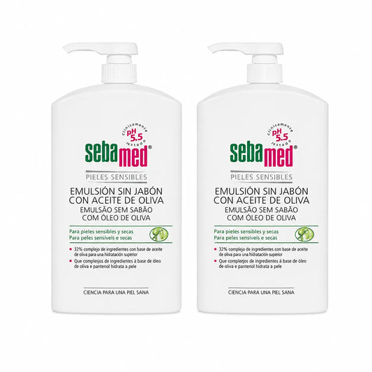 Sebamed Seifenfreie Emulsion Gel mit Olivenöl 1000 ml, 2er Pack
