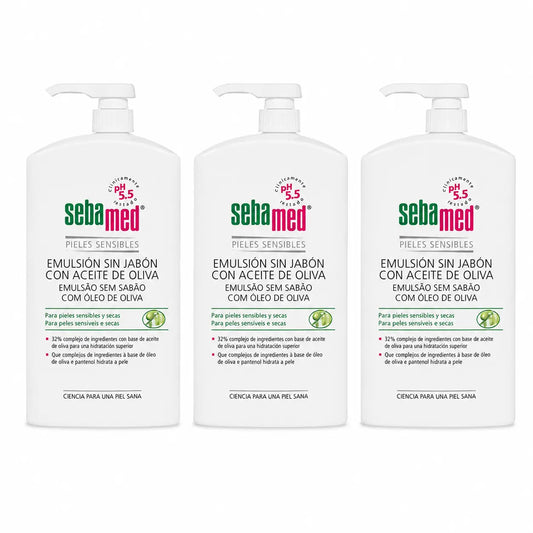 Sebamed Seifenfreies Emulsionsgel mit Olivenöl 1000 ml, Packung 3