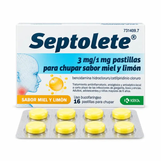Septolete 3 mg/1 mg Honig & Zitronengeschmack, 16 Lutschtabletten