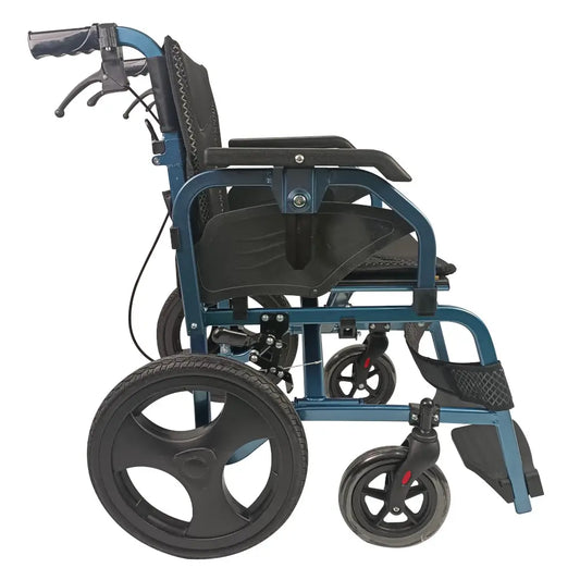 High-End-Transportrollstuhl aus Aluminium mit Polsterung, 46 cm