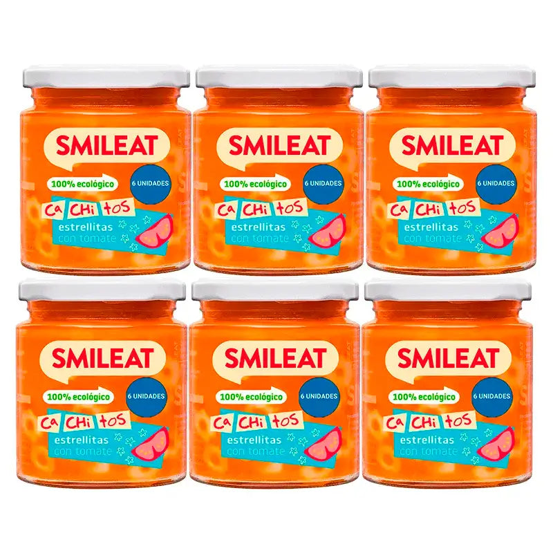 Smileat Kleines Glas mit Tomaten-Nudelstückchen, Packung 6 x 230 Gr