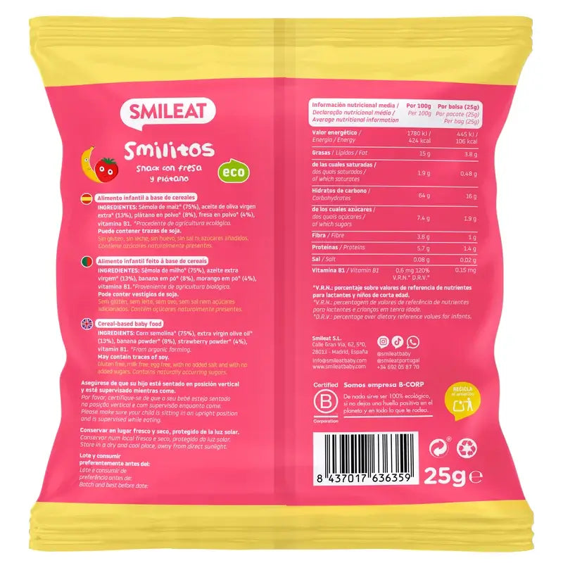 Smileat Smilitos Erdbeere & Banane Eco , 25 Gramm