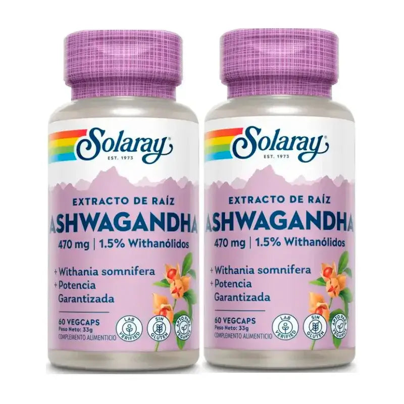 Solaray Ashwagandha 470 Mg Gemüse Pack 2 x 60 Kapseln