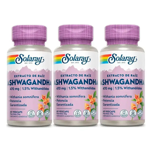 Solaray Ashwagandha 470 Mg Veggie Pack 3 x 60 Kapseln