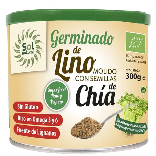 Solnatural Ground Flax Sprouts with Chia Bio , 300 gr