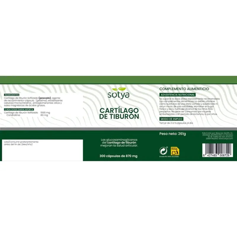 Sotya Haifischknorpel 870 Mg, 300 Kapseln