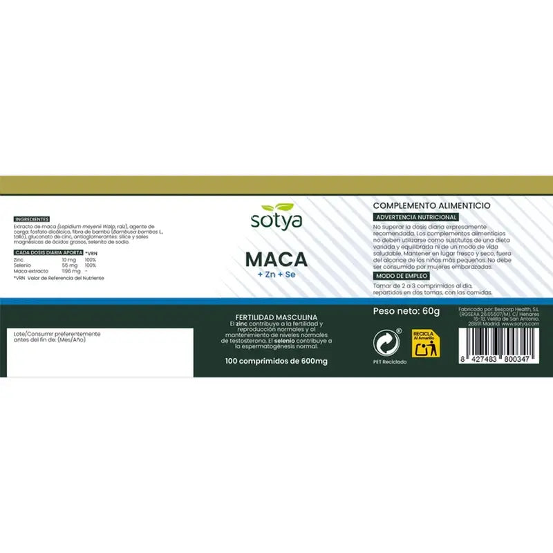 Sotya Maca + Zn + Se 100 Tabletten 600mg