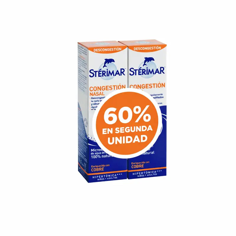 Sterimar gegen verstopfte Nase, 60 % Rabatt auf die zweite Packung, 100 + 100 ml