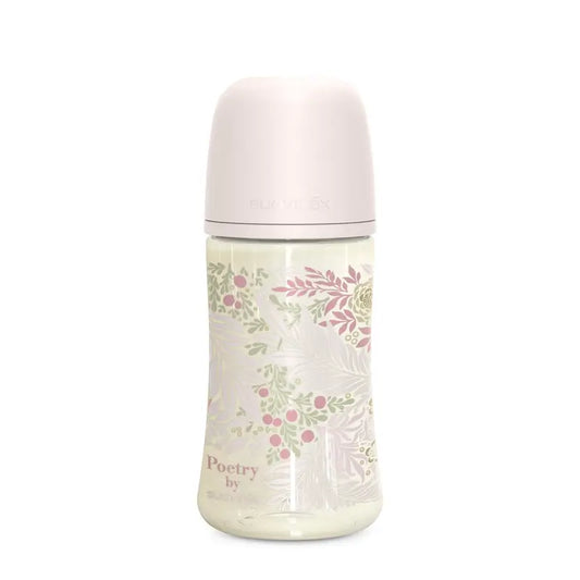 Suavinex Babyflasche 270 ml, Medium Flow (M), +3 Monate, Poesie Pink