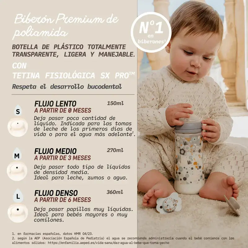 Suavinex Babyflasche 270 ml, Medium Flow (M), +3 Monate, Wonderland Grün