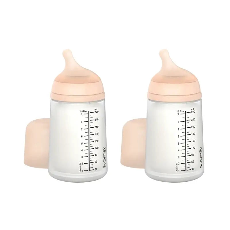 Suavinex Anti-Kolik-Flasche Zero Zero 270 Ml, Medium Flow (M), +3 Monate, Fair, 2 Stück