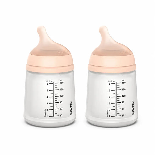 Suavinex Anti-Kolik-Flasche Zero Zero 180 Ml, Adaptable Flow (A), +0 Monate, Fair , Packung 2