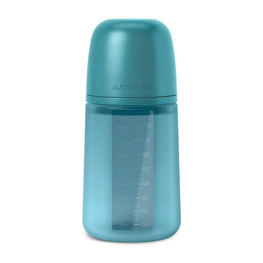 Suavinex Silikonflasche 240 ml, mittlerer Durchfluss (M), +3 Monate, Deep Ocean
