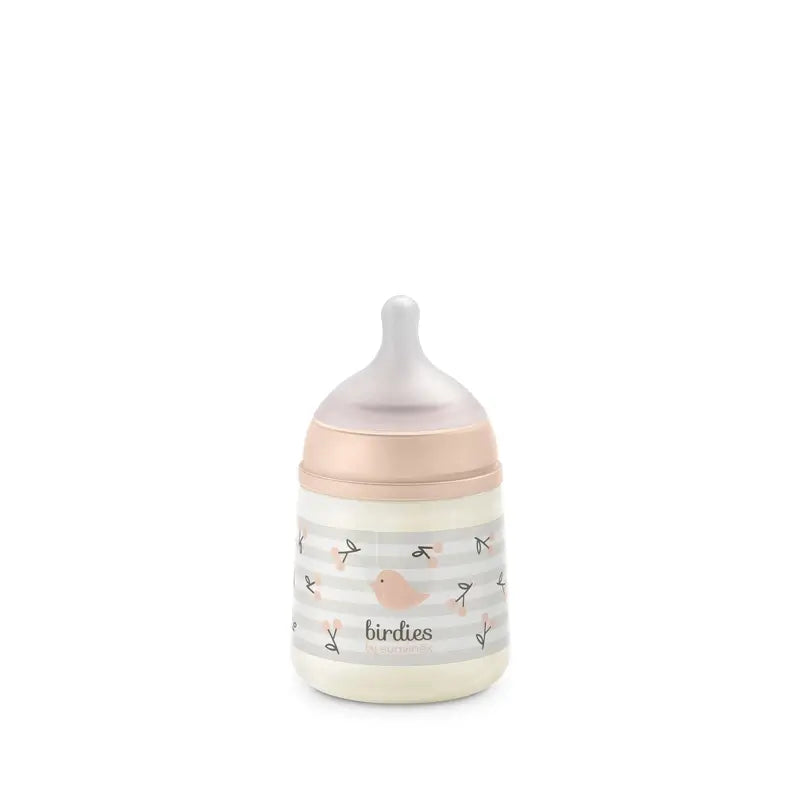 Suavinex Trinkflasche Sauger Sx Pro Slow Flow (S) +0 Monate Birdies Pink, 150 ml