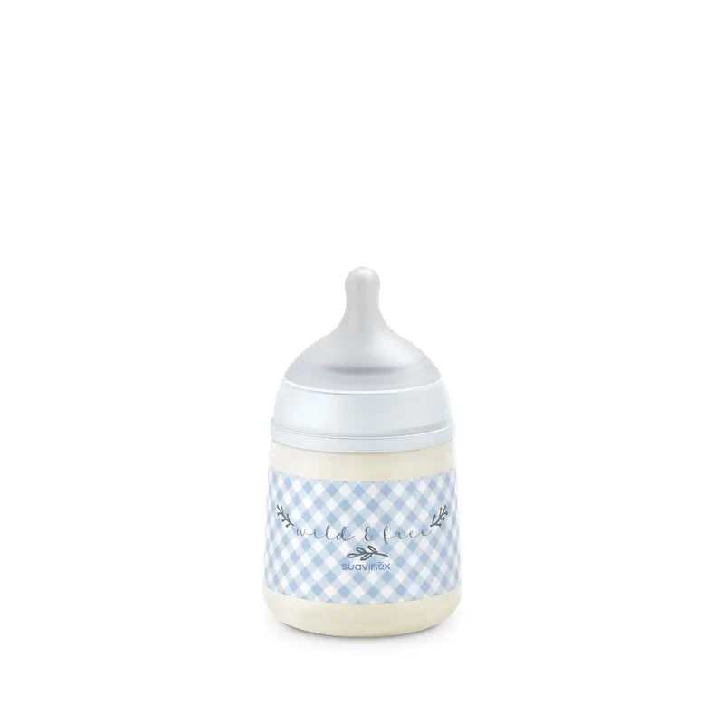 Suavinex Trinkflasche Sauger Sx Pro Slow Flow (S) +0 Monate Wild&Free Blau, 150 ml