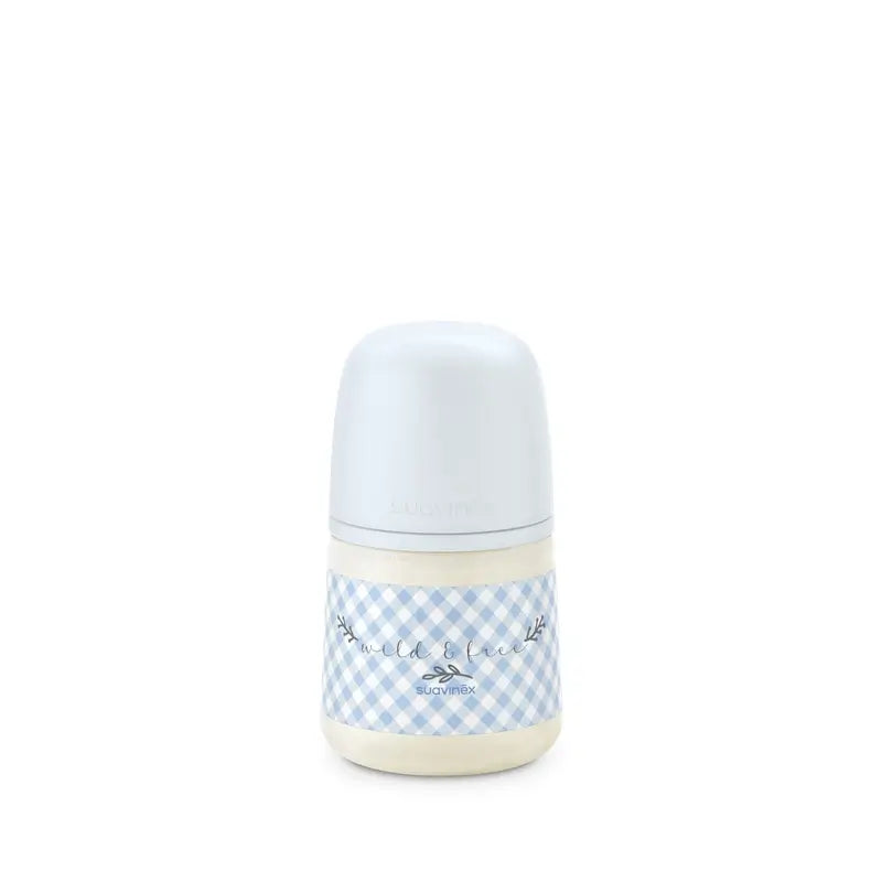 Suavinex Trinkflasche Sauger Sx Pro Slow Flow (S) +0 Monate Wild&Free Blau, 150 ml