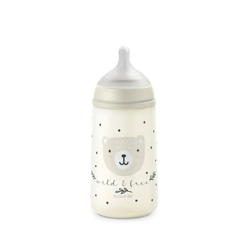 Suavinex Babyflaschensauger Sx Pro Medium Flow (M) +3 Monate Wild&Free Beige, 270 ml