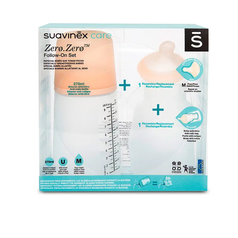 Suavinex Zero-Zero Flaschenset 270 ml, mittlerer Durchfluss