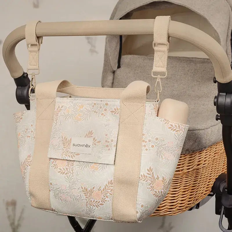Suavinex Baby Trolley Tasche Brottasche Poesie Druck Beige