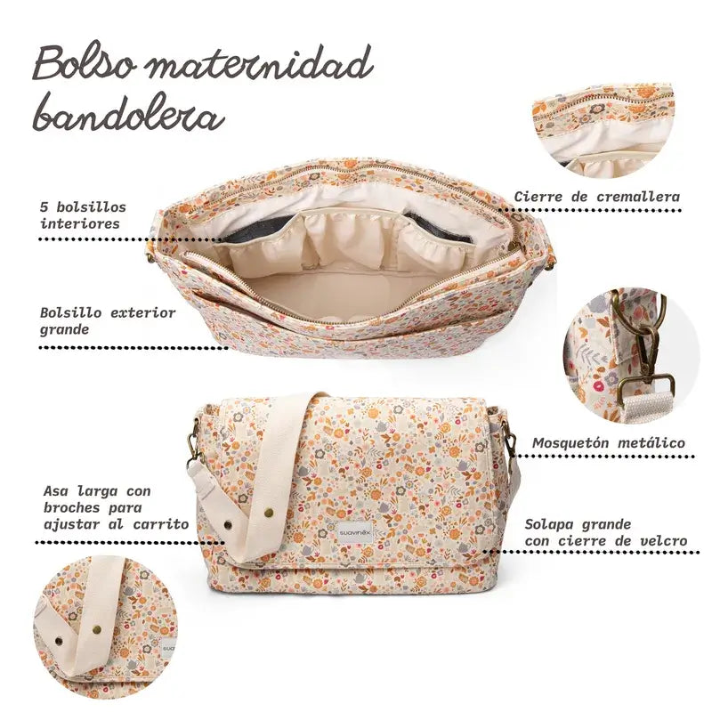 Suavinex Mutterschaft Sling Bag, Floral