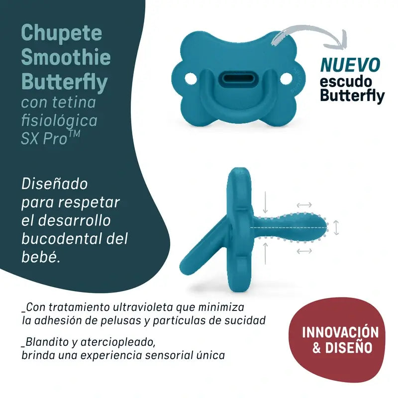 Suavinex Schnuller alle Silikon physiologischen Sx Pro, 0/6 Monate, Schmetterling Ballade blau