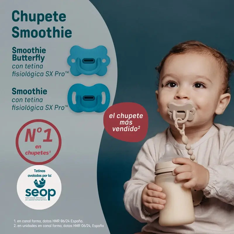 Suavinex Schnuller alle Silikon physiologischen Sx Pro, 6/18 Monate, Schmetterling Unendlichkeit blau