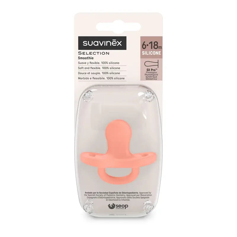 Suavinex Schnuller alle Silikon Sx Pro, 6/18 Monate, Pfirsich rosa