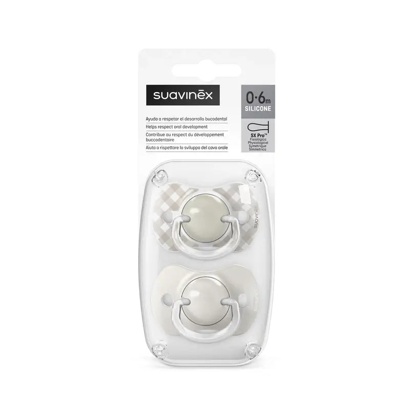 Suavinex Schnuller Sx Pro Sauger 0/6 Monate Wild&Free Beige, 2 Stück