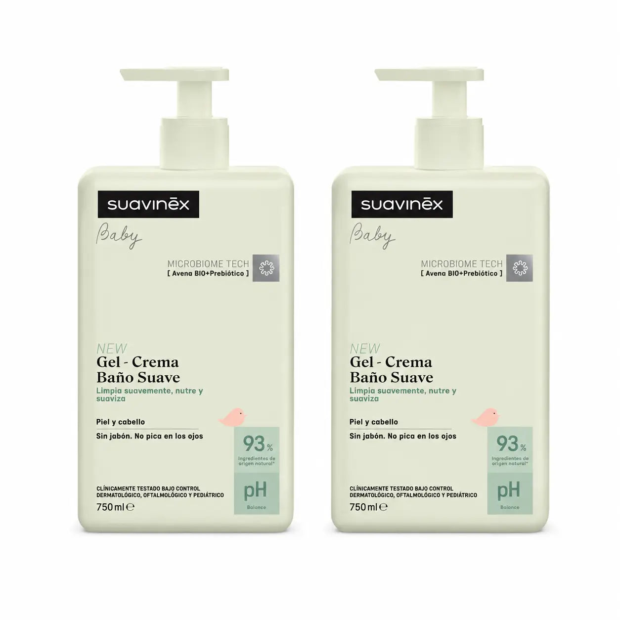 Suavinex Sanftes Baby-Badegel - Creme, 750 ml, 2er-Pack